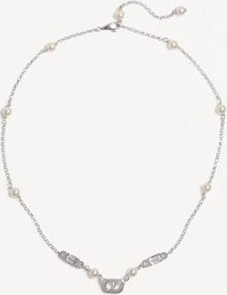 Valentino Garavani Ovalette Necklace in Metal, Pearls and Swarovski Crystals Woman RHODIUM UNI