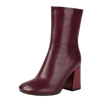 Generic Womens Retro Mid Calf Boots Round Toe Super High Block Heel With Platform Side Zipper And Comfortable Shaft