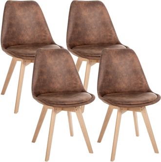 Clp Clp - Set De 4 Sillas De Comedor Linares Marr&oacute;n Simil Cuero