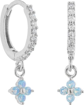 Girls Crew Blue Blossom Love Dangle Hoop Earrings in Silver at Nordstrom