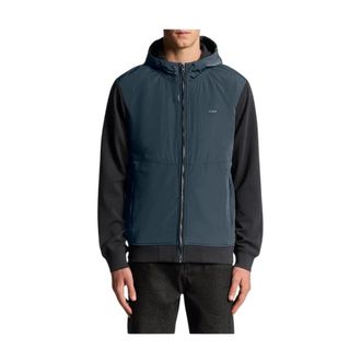 Lyle & Scott Zip-throughs, male, Blue, M, Blue Zip-Up Hooded Sweatshirt with Pockets