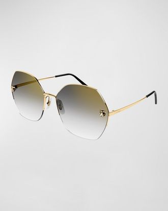 Cartier Panther Round Metal Sunglasses