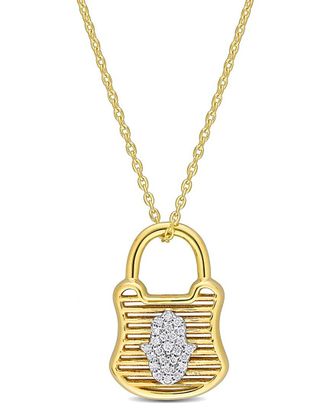 Rina Limor 14K Two-Tone 0.08 Ct. Tw. Diamond Lock Necklace