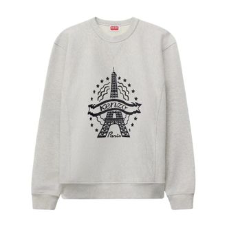 Kenzo Hoodies & sweatvesten, Heren, Grijs, S, Katoen, Eiffel Tower Design Sweatshirt