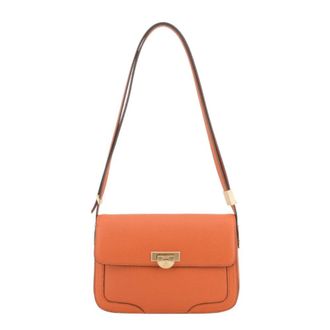 Pourchet Tassen, Dames, Oranje, ONE Size, Leer, Grand Sac port&eacute; travers