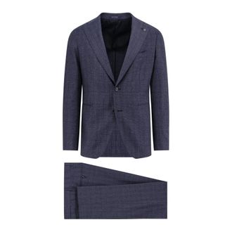 Tagliatore Vesuvio Prince of Wales Suit - male - Tagliatore - Single Breasted Suits - Blue - 3XL - Suits