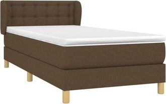 vidaXL Cama Box Spring Con Colch&oacute;n Tela Marr&oacute;n Oscuro 90x200 Cm Vidaxl