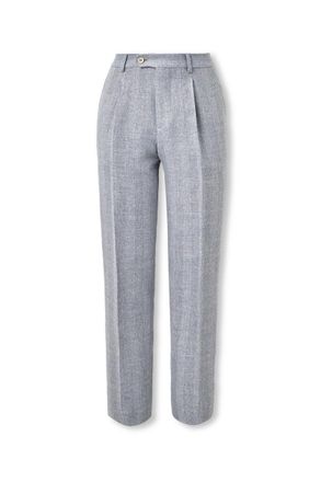 Brunello Cucinelli Straight-Leg Pleated Woven Suit Trousers