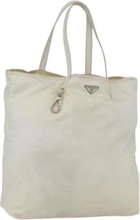 Prada Pre-owned Vintage Nylon Tote Bag - Dames - Vintage Shopper - Wit - ONE Size - Nylon - Vintage