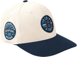 Starter Mens Starter Cream/Navy Boston Bruins Blue Wave Classic Adjustable Hat at Nordstrom