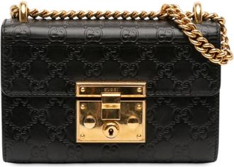 Gucci Pre-owned Cross Body Bags, female, Black, Size: ONE SIZE Pre-owned Embossed Leather Shoulder Bag