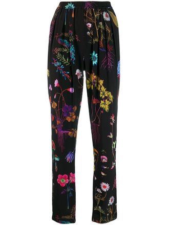 Stella McCartney floral print tapered trousers - women - Silk - 34 - Black