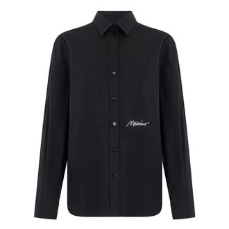 Moschino Shirts, female, Black, Size: 2XL Long-Sleeved Collared Shirt