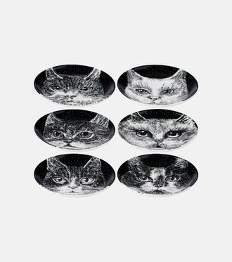 Fornasetti Set di 6 sottobicchieri High Fidelity in porcellana