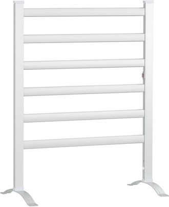 HOMCOM 6 Bar Electric Towel Warmer Aluminum Wall Mounted & Free Standing Silver | TJ Hughes