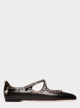 Bally rina Flat in Leather with Studs in Black at Nordstrom, Size 38.5