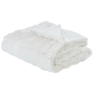Beliani Beliani - Manta Ropa De Cama Moderna De Poli&eacute;ster Imitaci&oacute;n De Piel De Conejo Peluda Dormitorio Blanca 150 X 200 Cm Salka