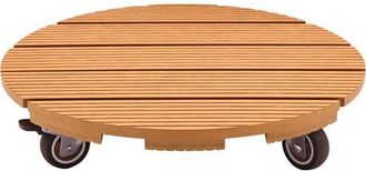 Nature Soporte De Maceta Con Ruedas - Natura - Wpc - H8,6 X &Oslash;38 Cm - 4 Ruedas - Madera