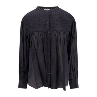 Isabel Marant Shirts, female, Black, Size: XS Biologic Cotton Viscose Shirt with Pleated Insert