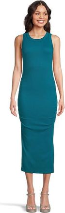 Michael Stars Wren Ruched Midi Womens Dress Lagoon : XL (US 10-12), Cotton/Modal/Spandex