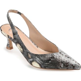 Journee Collection Mikoa Snake Embossed Slingback Pump in Grey at Nordstrom Rack, Size 5.5
