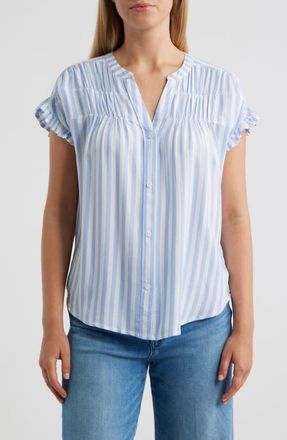 Beach Lunch Lounge Monaka Smocked Frill Top in Blue Veil at Nordstrom, Size X-Large