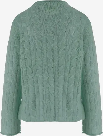 Guest In Residence Womens Sweater Cable-Knit Wool-Blend Green