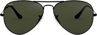 Ray-Ban mens Aviator Sunglasses, Black (Frame: Black L2823, Lenses: Gray Green), 58 mm UK