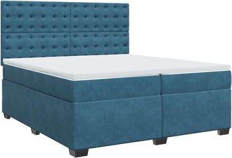 vidaXL Cama Box Spring Con Colch&oacute;n Terciopelo Azul 200x200 Cm Vidaxl