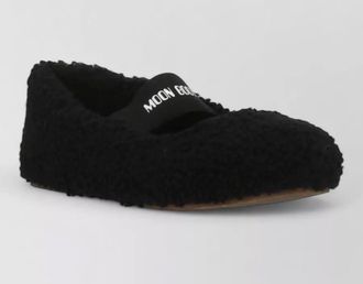 Moon Boot shearling ballet slippers elastic logo band
