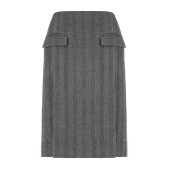 Ferragamo Midi Skirts, female, Gray, Size: XS Chenille Pencil Skirt with Double Slit