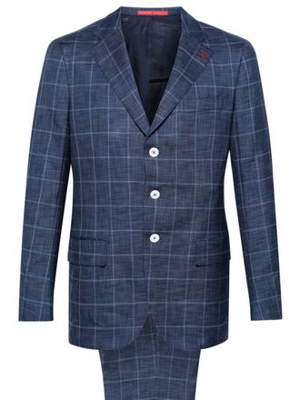 Isaia Completo monopetto a quadri - Blu