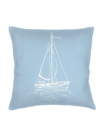 Anaya with Love Sailboat Linen Pillow with Down Alternative Insert in Blue at Nordstrom, Size 2Ft 0In X 2Ft 0In