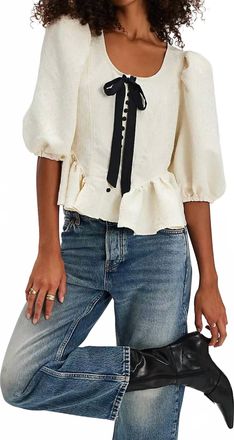 Free People Pamela Bow Top In White Alyssum
