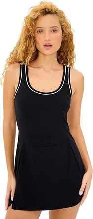 SPLITS59 Martina Rigor Dress w/ Piping Womens Dress Black/White : XL, Nylon/Spandex