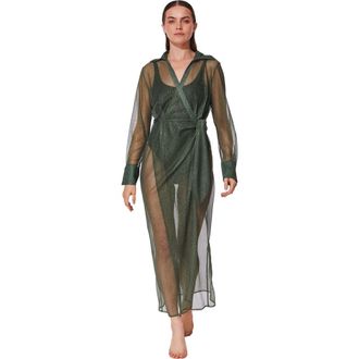 Gottex Pretty Women Mesh Wrap Dress Cover-Up in Green at Nordstrom, Size X-Large