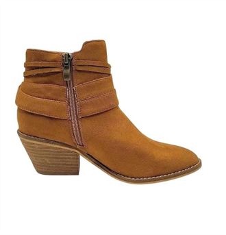 Corkys Womens Top Knot Faux Suede Ankle Boots In Cognac
