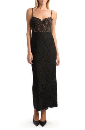 Bardot Blaine Lace Midi Dress in Black at Nordstrom, Size 2