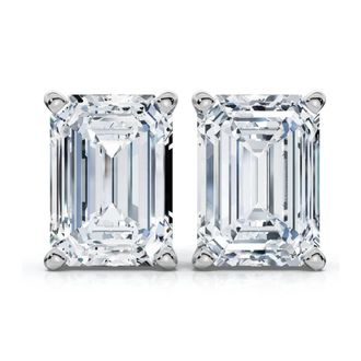 Pompeii3 1 - 8Ct Emerald Cut Diamond Studs 14k Gold Lab Grown Womens Earrings