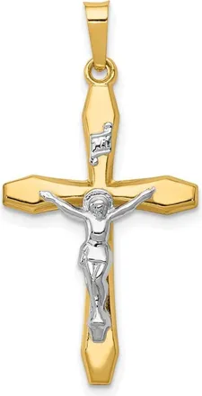 Diamond2Deal 14k Two-tone Gold Polished INRI Crucifix Pendant