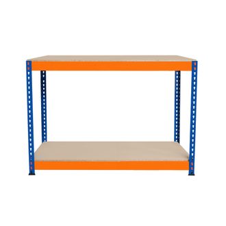 MonsterShop Banco De Trabajo P/garaje S-rax 2 Niveles 120cm X 45cm X 90cm Capacidad Por Nivel 300kg Montaje Sin Tornillos 1 Barra De Soporte Reforzada Patas De Go