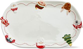 Tag Holiday Cheer Christmas Oval Earthenware Platter Multi 17x10x1 in in White at Nordstrom
