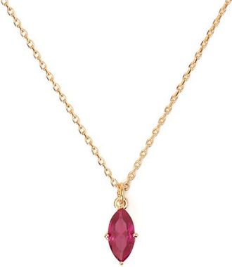 Kate Spade New York signature solitaire cubic zirconia pendant necklace in Ruby/Gold at Nordstrom