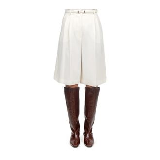 Max Mara Korte Broeken, Dames, Beige, S, Leer, Boero Bermuda Shorts
