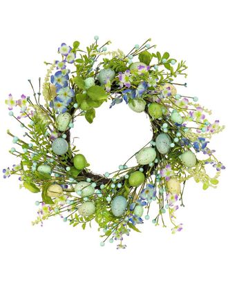 National Tree Company 20In Flowering Blue And Green Easter Wreath