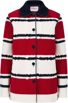 Iceberg Gestreepte jas met knopen - Rood