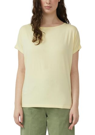 s.Oliver T-Shirt S.OLIVER, Damen, Gr. 34, butter gelb, Jersey, Obermaterial: 95% Viskose, 5% Elasthan, regular fit taillenbedeckt, Rundhals, Shirts T-Shirt, mi