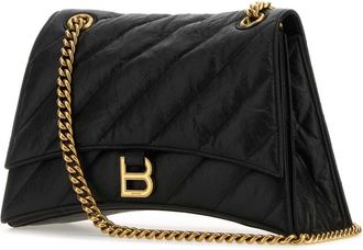 Balenciaga Womens Crush M Shoulder Bag Black Domesticated Calf