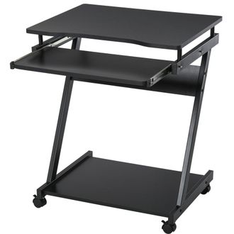 Carter's Movable Computer Desk with 4 Moving Wheels Sliding Keyboard Tray Home Office Workstation - Black - CARTER | TJ Hughes