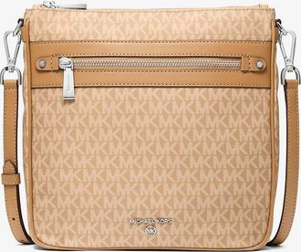 Michael Kors Jet Set Large Logo Print Woven Crossbody Bag